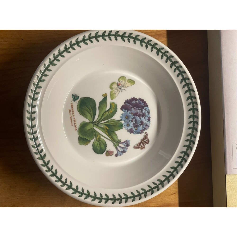 Portmeirion Botanic Garden 8.5" Rimmed Soup Bowl - Blue Primrose